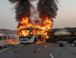 Detik detik Bus Jemaah WNI Dilalap Api Saat Menuju Madinah